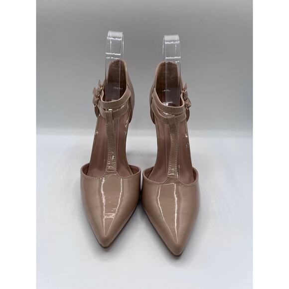 JOURNEE COLLECTION 'TRU' T-STRAP ADJUSTABLE PADDED STILETTO HEEL NUDE 8.5 NEW - Picture 4 of 13